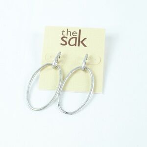 The Sak Distressed Silver Oval Hoop Earrings - NEW